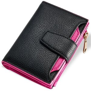 Women's Wallet RFID Blocking Soft Leather Bifold Compact Card Holder Pink
